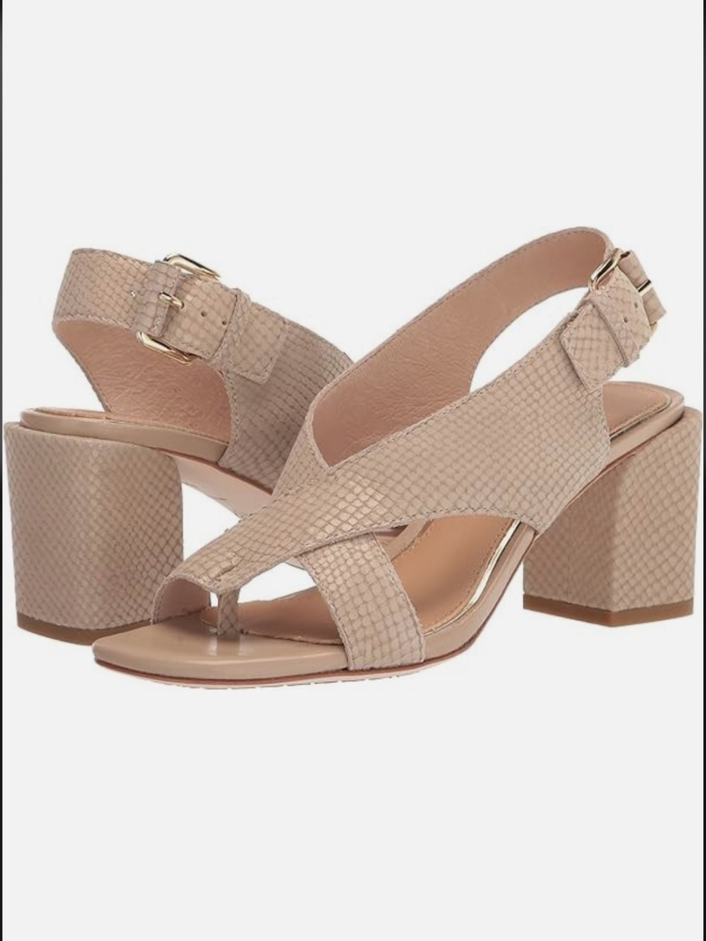 DONALD PLINER Size 8.5 Pasha Metallic Snake Slingback Sandal Praline